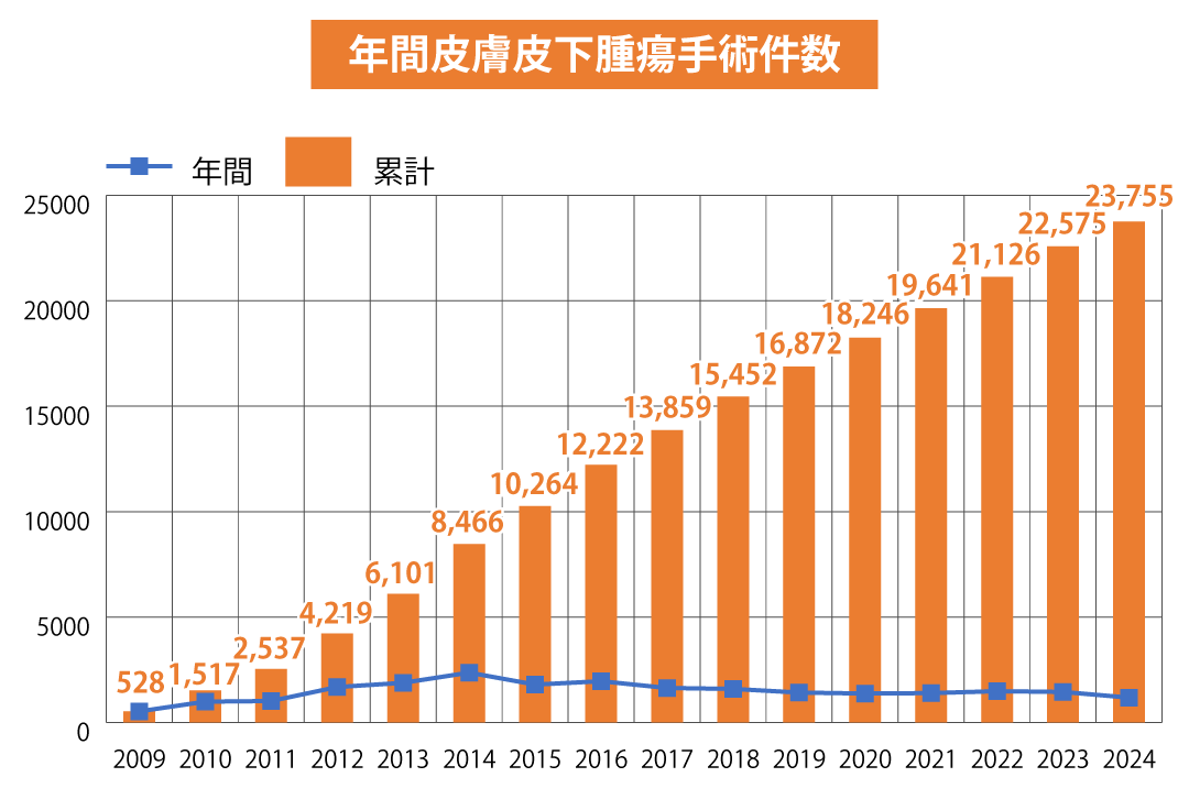 年間皮膚皮下腫瘍手術件数